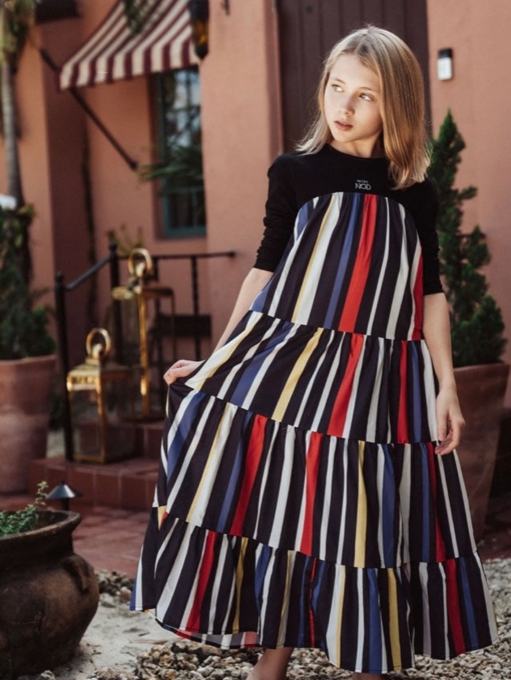 Mini Nod Striped Maxi Dress